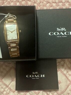 Coach Reese Women's Watch - 2H Quartz Tank Watch with Crystal-Set Link Bracelet